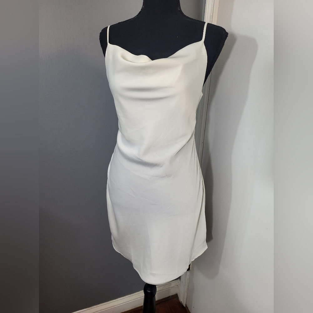 Urban Outfitters White Cowl Neck Mini Slip Dress Size Small